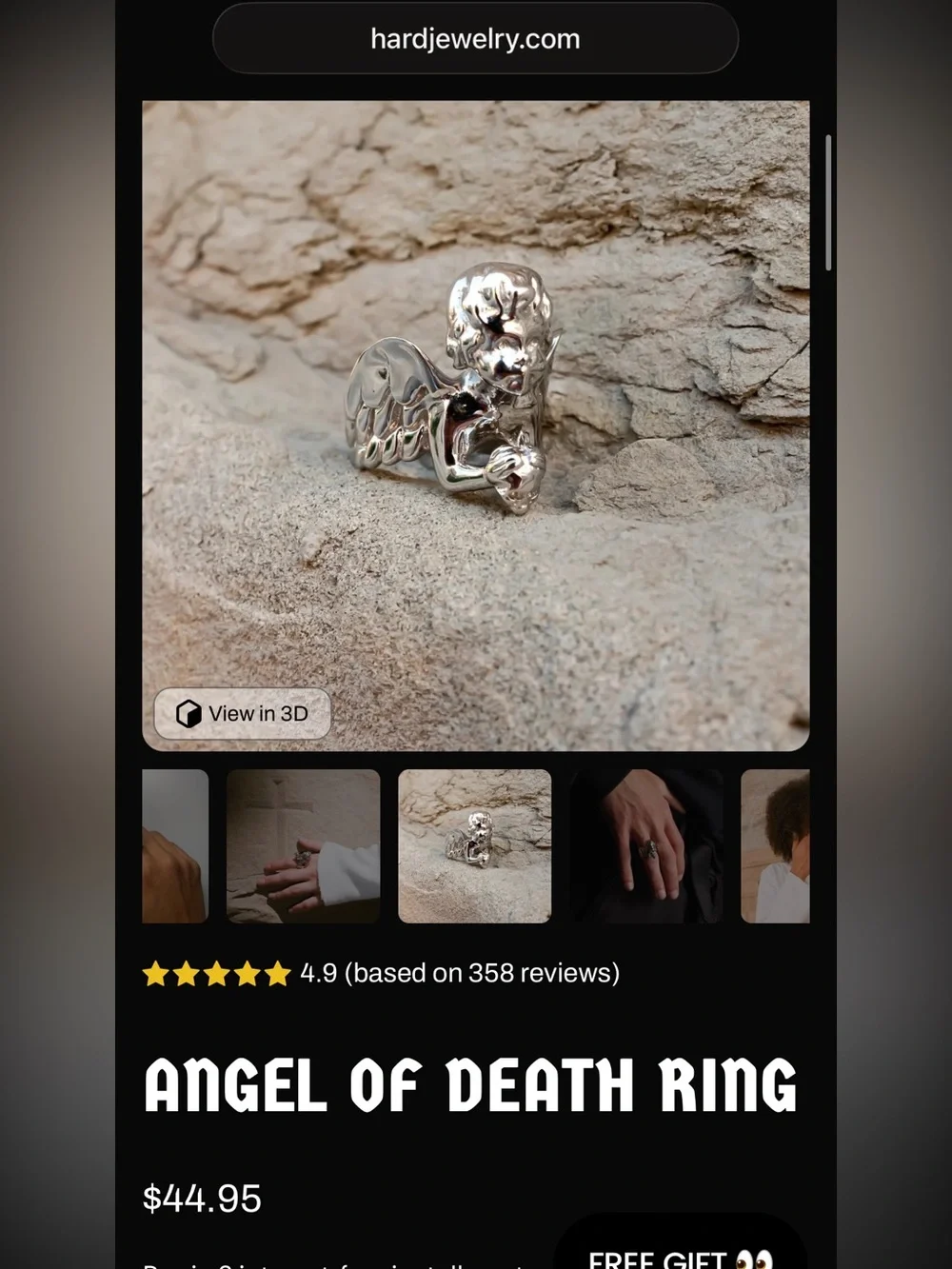 Hard Jewelry Angel of Death Ring